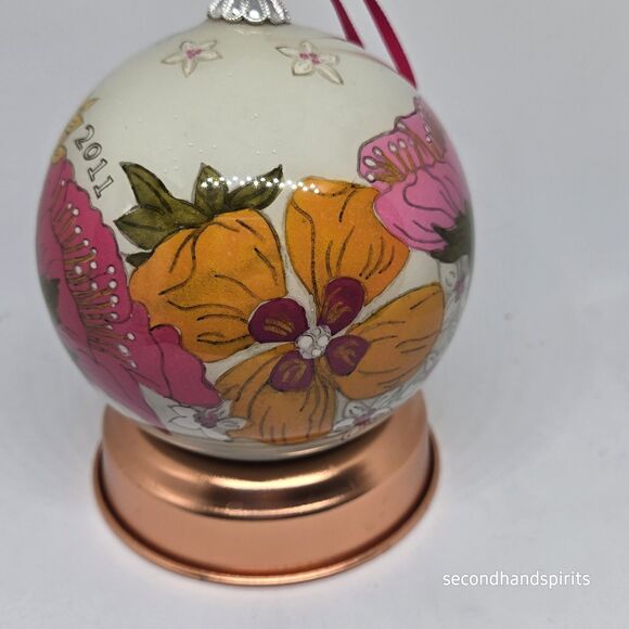 Vera Bradley 2011 Tea Garden Glass Ball Ornament Christmas W Box - Picture 4 of 9